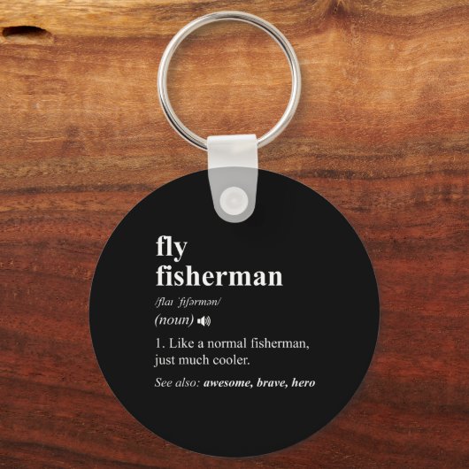 Fly Fisherman Definition Funny Fly Fishing Sleutelhanger (Voorkant)