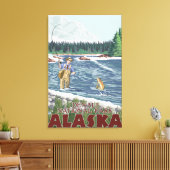 Fly Fisherman - Denali National Park, Alaska Canvas Afdruk (Insitu (Woonkamer))