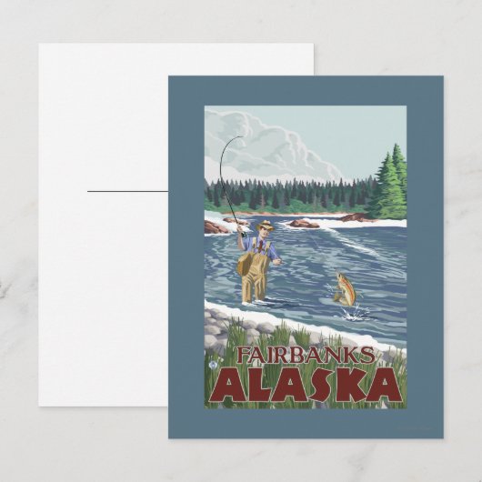 Fly Fisherman - Fairbanks, Alaska Briefkaart (Voorkant / Achterkant)