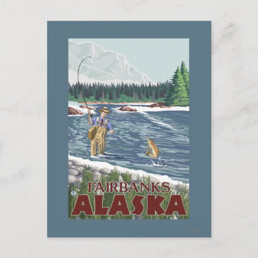 Fly Fisherman - Fairbanks, Alaska Briefkaart (Voorkant)