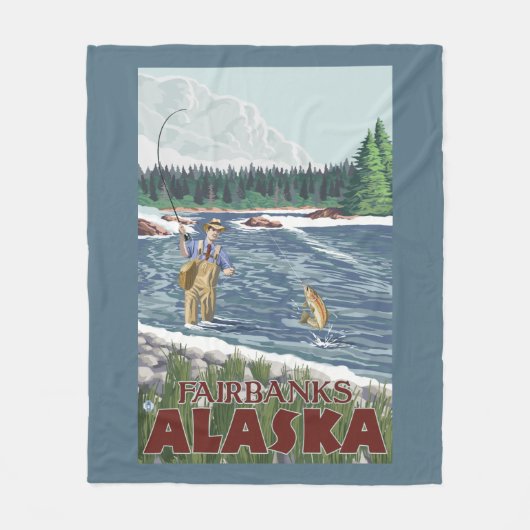Fly Fisherman - Fairbanks, Alaska Fleece Deken (Voorkant)