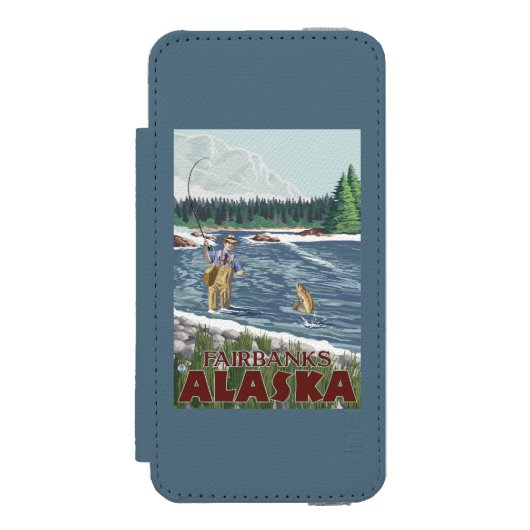 Fly Fisherman - Fairbanks, Alaska Incipio iPhone Portemonnee Hoesje (Voorkant Agenda)
