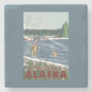 Fly Fisherman - Fairbanks, Alaska Stenen Onderzetter