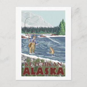 Fly Fisherman - Ketchikan, Alaska Briefkaart