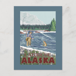 Fly Fisherman - Latouche, Alaska Briefkaart