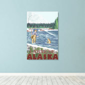 Fly Fisherman - Latouche, Alaska Canvas Afdruk (Insitu (Houten vloer))