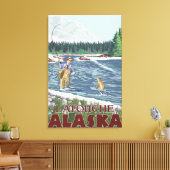 Fly Fisherman - Latouche, Alaska Canvas Afdruk (Insitu (Woonkamer))