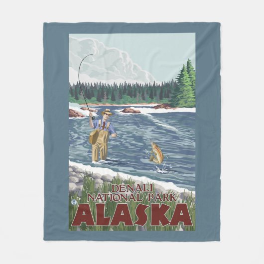Fly Fisherman - Nationaal Park Denali, Alaska Fleece Deken (Voorkant)