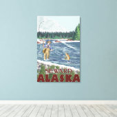 Fly Fisherman - Seward, Alaska Canvas Afdruk (Insitu (Houten vloer))