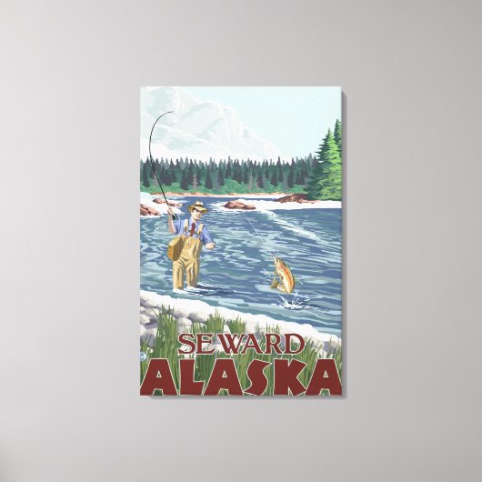 Fly Fisherman - Seward, Alaska Canvas Afdruk (Voorkant)