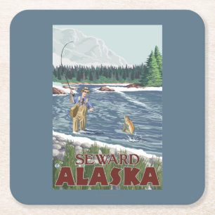 Fly Fisherman - Seward, Alaska Kartonnen Onderzetters