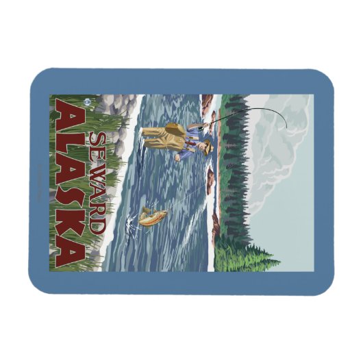 Fly Fisherman - Seward, Alaska Magneet (Horizontaal)