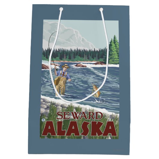 Fly Fisherman - Seward, Alaska Medium Cadeauzakje (Achterkant)