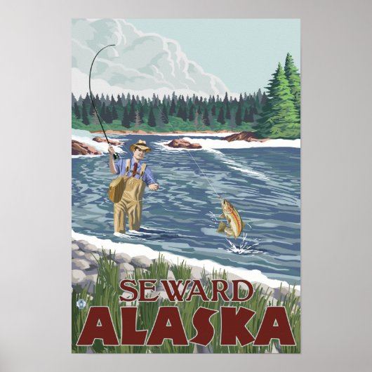 Fly Fisherman - Seward, Alaska Poster (Voorkant)