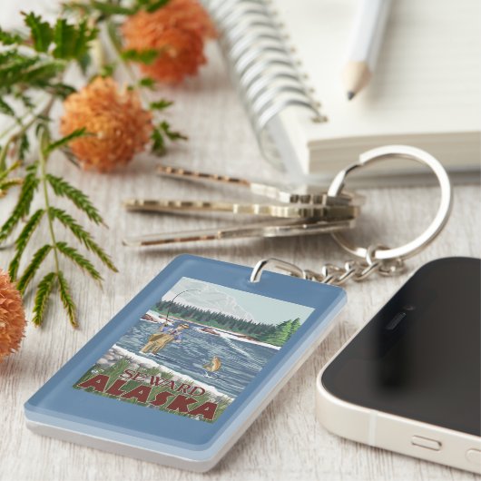 Fly Fisherman - Seward, Alaska Sleutelhanger (Voorkant Rechts)