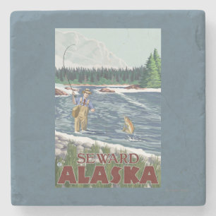 Fly Fisherman - Seward, Alaska Stenen Onderzetter