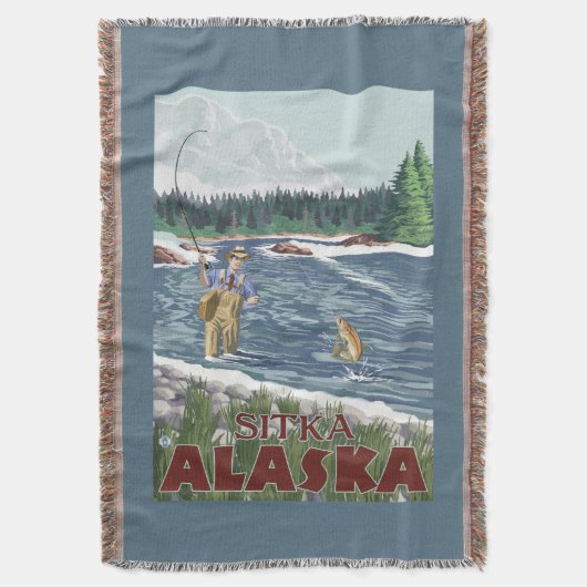 Fly Fisherman - Sitka, Alaska Deken (Voorkant Verticaal)
