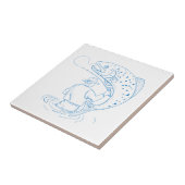 Fly Fisherman Trout Vist Tekening Tegeltje (Zijkant)