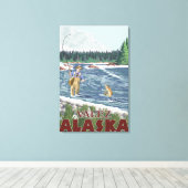 Fly Fisherman - Valdez, Alaska Canvas Afdruk (Insitu (Houten vloer))