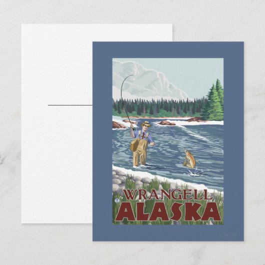 Fly Fisherman - Wrangell, Alaska Briefkaart (Voorkant / Achterkant)