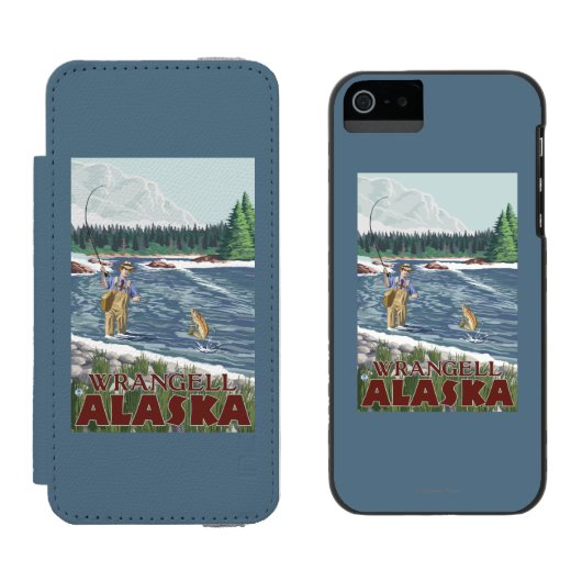 Fly Fisherman - Wrangell, Alaska Incipio iPhone Portemonnee Hoesje (Naast elkaar)