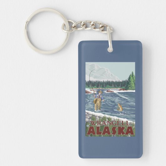 Fly Fisherman - Wrangell, Alaska Sleutelhanger (Voorkant)