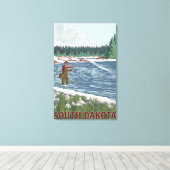 Fly FishermanSouth Dakota Canvas Afdruk (Insitu (Houten vloer))