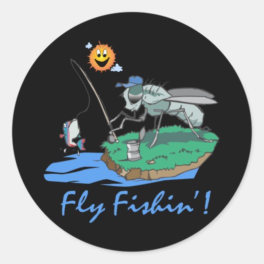 Fly Fishin' Ronde Sticker (Voorkant)