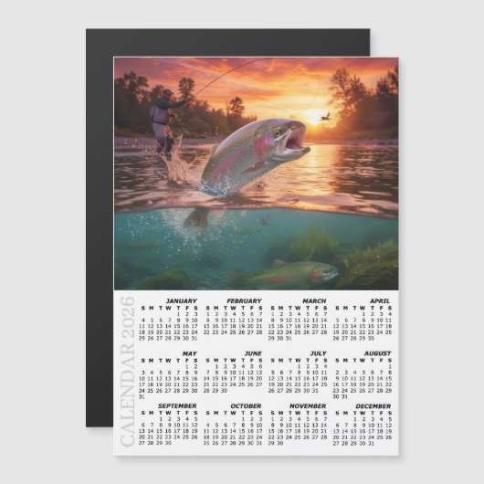 Fly Fishing 2026 Fridge Calendar, Trout / Fish (Voorkant / Achterkant)