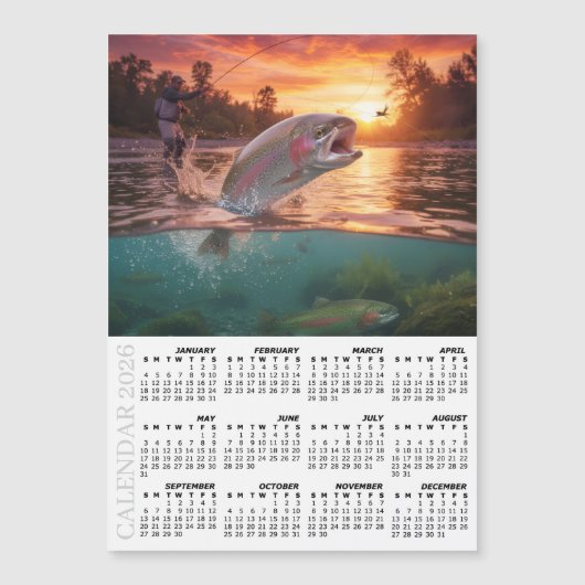 Fly Fishing 2026 Fridge Calendar, Trout / Fish (Voorkant)