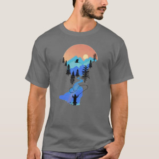 Fly Fishing Berg Zonsondergang vrienden T-shirt