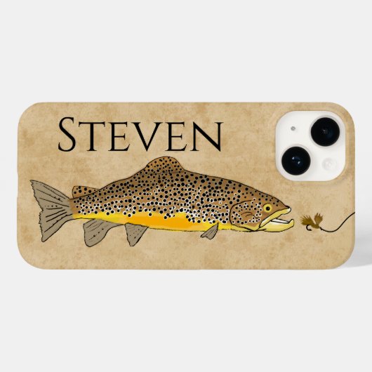 Fly Fishing Brown Trout Custom Name Case-Mate iPhone Case (Achterkant (horizontaal))