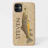 Fly Fishing Brown Trout Custom Name Case-Mate iPhone Case (Achterkant)