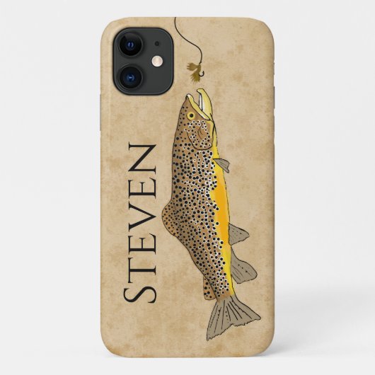 Fly Fishing Brown Trout Custom Name Case-Mate iPhone Case (Achterkant)