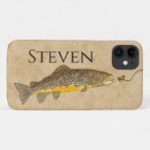 Fly Fishing Brown Trout Custom Name Case-Mate iPhone Case (Achterkant (horizontaal))