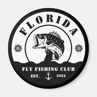 Fly Fishing Club trip Fisherman camping Leather Pa Magneet