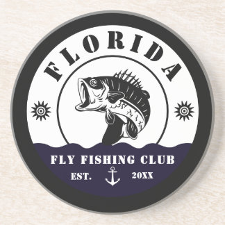 Fly Fishing Club trip Fisherman camping Leather Pa Zandsteen Onderzetter