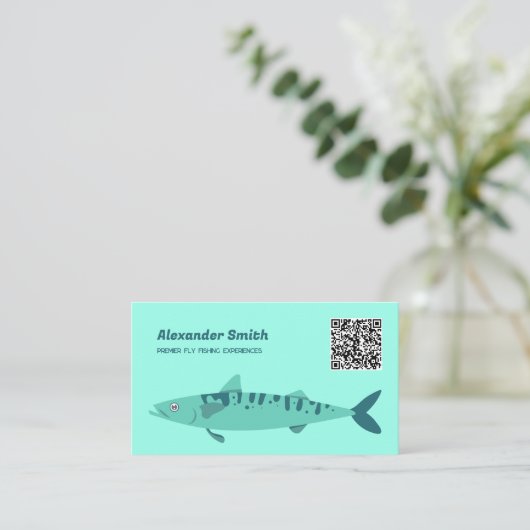 Fly Fishing Custom QR Visitekaartje (Staand voorkant)