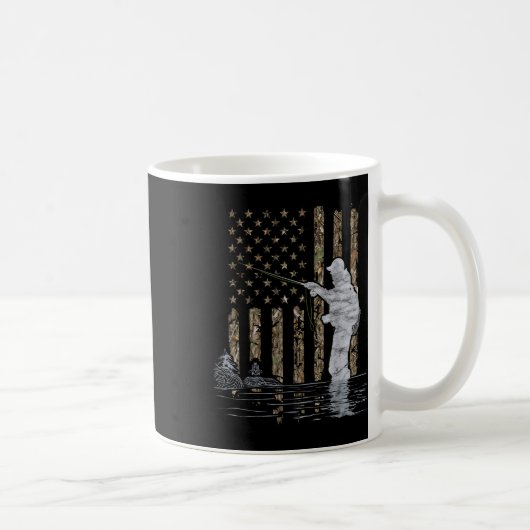 Fly Fishing Fisherman American Flag Camouflage Fly Koffiemok (Rechts)