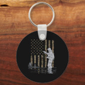 Fly Fishing Fisherman American Flag Camouflage Fly Sleutelhanger (Voorkant)