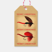 Fly Fishing Flies Kerst Labels Vrolijk Kerstfeest Cadeaulabel (Voorkant)