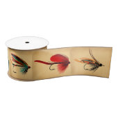 Fly Fishing Flies Ribbon Satijnen Lint (Spoel)