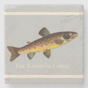 Fly Fishing Forel Waterverf Grijs Stenen Onderzetter