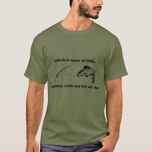 Fly Fishing Fun T-shirt Basic Donker T-shirt (Voorkant)