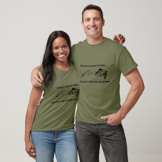 Fly Fishing Fun T-shirt Basic Donker T-shirt (Unisex)