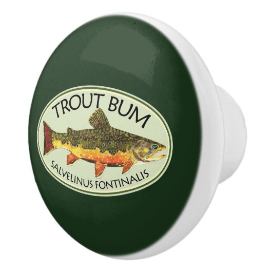 Fly Fishing Funny TROUT BUM Keramische Knop (Rechts)