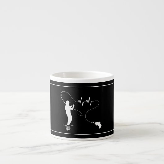 Fly Fishing Heartbeat Man Espresso Cup Kop (Voorkant)