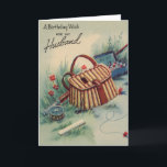 Fly Fishing Husband Verjaardag Kaart<br><div class="desc">man verjaardagskaartwerk leest 'Een verjaardagswens voor mijn man'. Er is een tekening in zachte natuur tinten van blauw,  groen en rood. Het show is een visserskorenmand,  vlieghengel,  takeldoos en takel buiten tussen een veld en bloemen.</div>