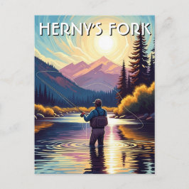 Fly Fishing in Henry's Fork Idaho Postcard Briefkaart