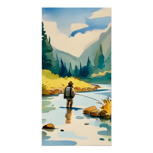Fly Fishing Mountain Stream Perfect Poster (Voorkant)